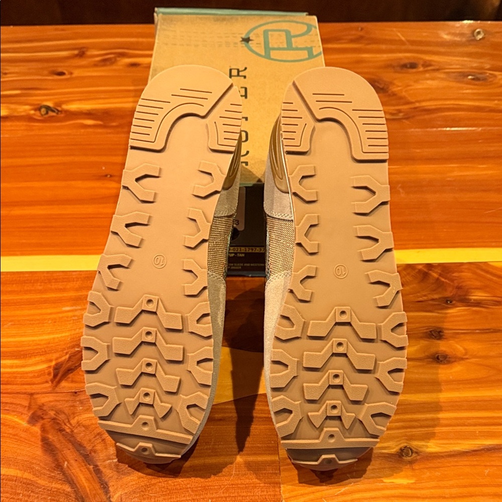 Roper Tan Athletic Shoes with Blue Design - Picture 2 of 3